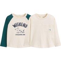 Pack of 2 T-Shirts in Cotton with Long Sleeves