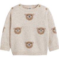 Chunky Knit Jumper in Bear Print with Crew Neck