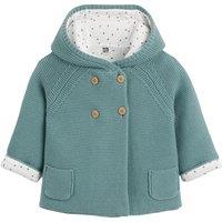 Cotton Hooded Cardigan in Chunky Knit with Jersey Lining