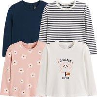 Pack of 4 T-Shirts in Cotton with Long Sleeves