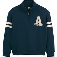 Half Zip Sweatshirt in Cotton Mix with Fleece Patch