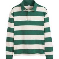 Striped Cotton Polo Shirt with Long Sleeves