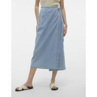 Denim Wrapover Midi Skirt