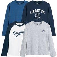 Pack of 4 Campus T-Shirts in Cotton with Long Sleeves