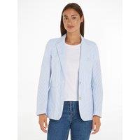 Finely Striped Buttoned Blazer in Cotton Mix