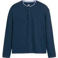 Cotton Grandad Collar T-Shirt with Long Sleeves