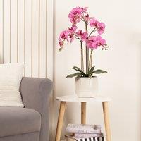 62cm Artificial Real Touch Pink Orchid in Ceramic Pot