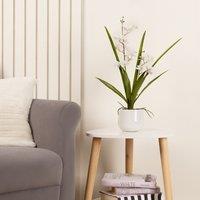 51cm Artificial White Mini Cymbidium Orchid in Pot