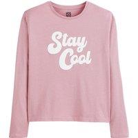 Slogan Print Cotton T-Shirt with Long Sleeves