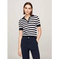 Striped Polo Jumper with Short Sleeves