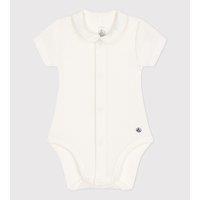 Peter Pan Collar Bodysuit in Cotton with Short Sleeves