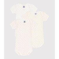 Pack of 3 Bodysuits in Heart Print Cotton with Short Sleeves