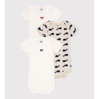 Pack of 3 Bodysuits in Organic Cotton with Short Sleeves