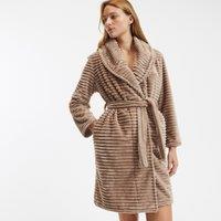 Striped Embossed Fleece Bathrobe