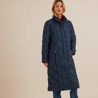 Long Padded Winter Jacket with Zip Fastening