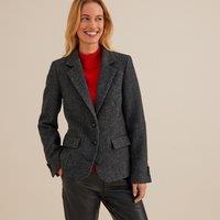 Herringbone Fitted Blazer in Wool Blend