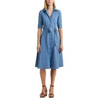 Finnbarr Mid-Length Dress with Tie-Waist and Short Sleeves in Cotton Mix