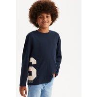 Cotton Oversize Slogan T-Shirt with Long Sleeves