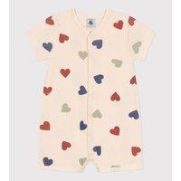 Cotton Short Sleeve Sleepsuit in Heart Print