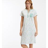 Floral Print Cotton Nightdress with Short Sleeves