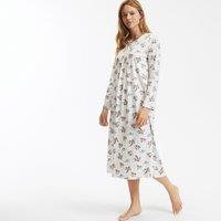 Floral Print Cotton Nightdress with Long Sleeves