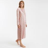 Floral Print Cotton Nightdress with Long Sleeves