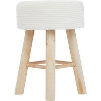 Boho Cotton Rope Dining Stool with Wood Legs