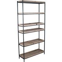 Industrial Natural Wood Shelving Unit with Tray Inserts