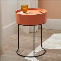 Round Storage Side Table with Metal Frame