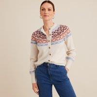 Jacquard Chunky Knit Cardigan with Button Fastening