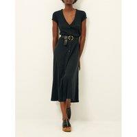 Nea Cotton Midi Dress with V-Neck and Short Sleeves