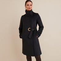 Asymmetric Mid-Length Coat with Tie Fastening