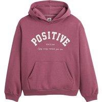 Oversize Slogan Print Hoodie in Cotton Mix