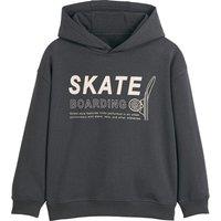 Slogan Print Hoodie in Cotton Mix