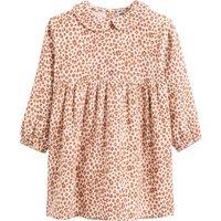 Leopard Print Dress in Cotton Muslin with Peter Pan Collar