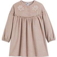 Needlecord Embroidered Dress with Long Sleeves