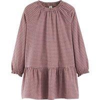 Checked Cotton Dress with Long Sleeves