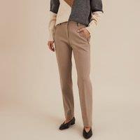 Stretch Knit Trousers with Straight Leg and High Waist