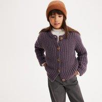 Chunky Knit Buttoned Cardigan with Crew Neck