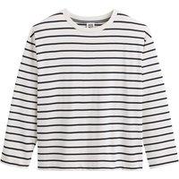 Striped Cotton T-Shirt with Crew Neck and Long Sleeves