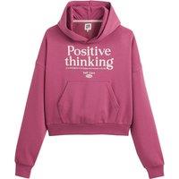 Slogan Print Hoodie in Cotton Mix