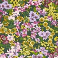 Wildflower Meadow Emerald and Amethyst Wallpaper