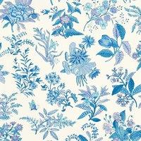 Woodland Floral Lapis Amethyst Pearl Wallpaper