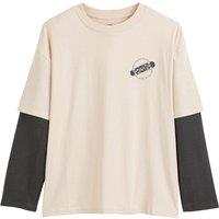 Cotton Oversize T-Shirt with Long 2-in-1 Sleeves