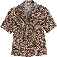 Animal Print Blouse with Tailored Collar