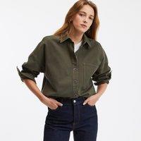 Cotton Twill Boyfriend Shirt with Long Sleeves