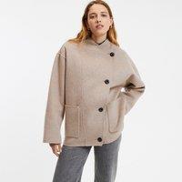 Wool Mix Short Coat with Button Fastening