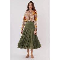 Velma Cotton Midi Skirt with Ruffles