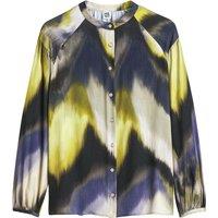 Tie Dye Print Blouse with Grandad Collar