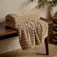 Cosy Ribbed Blanket Throw Natural